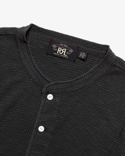 RRL-WAFFLE-KNIT HENLEY FADED BLACK CANVAS-Supply & Advise