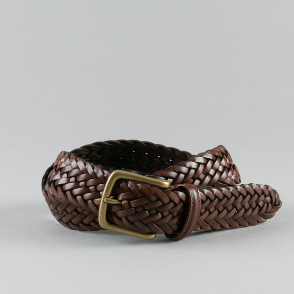 ANDERSON'S-BRAIDED LEATHER BELT BROWN-Supply & Advise