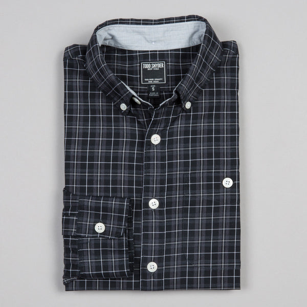 TODD SNYDER-HEATHER PLAID PINPOINT SHIRT BLACK-Supply & Advise