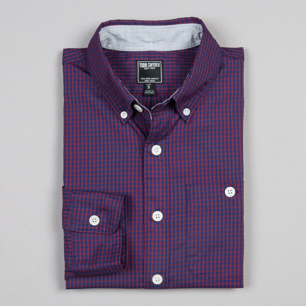 TODD SNYDER-RED CHECK PINPOINT SHIRT-Supply & Advise