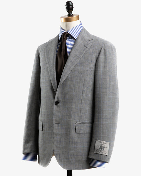 RING JACKET | FOX BROTHERS WOOL SUIT GREY GLEN CHECK | Supply & Advise