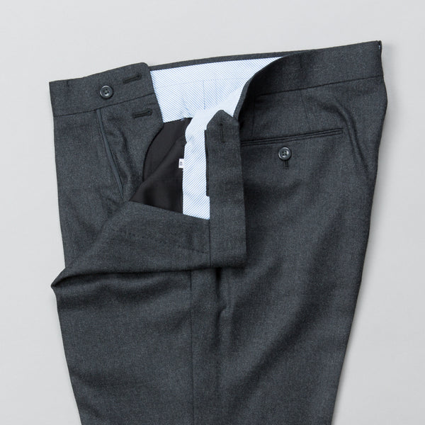 RING JACKET-LIGHTWEIGHT WOOL FLANNEL SINGLE PLEAT TROUSER CHARCOAL-Supply & Advise