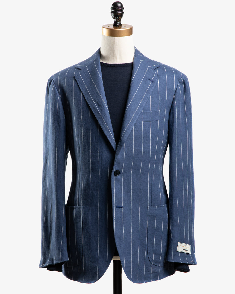 RING JACKET   SPENCE BRYSON LINEN SUIT BLUE ROPE STRIPE   Supply
