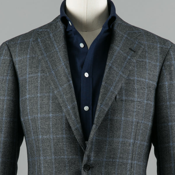 RING JACKET-VBC WOOL FLANNEL SUIT GREY GLEN CHECK-Supply & Advise