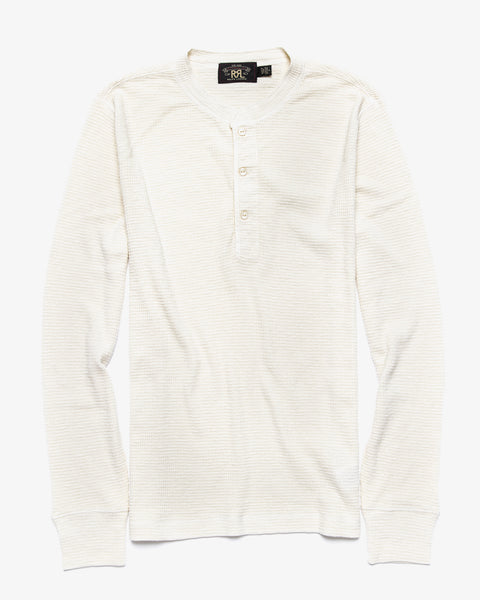 RRL-WAFFLE-KNIT HENLEY PAPER WHITE-Supply & Advise