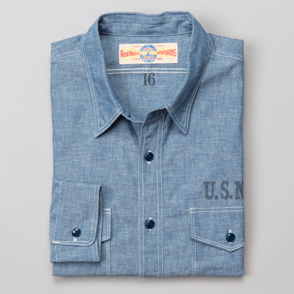 THE REAL McCOY'S-USN CHAMBRAY SHIRT BLUE STENCIL-Supply & Advise