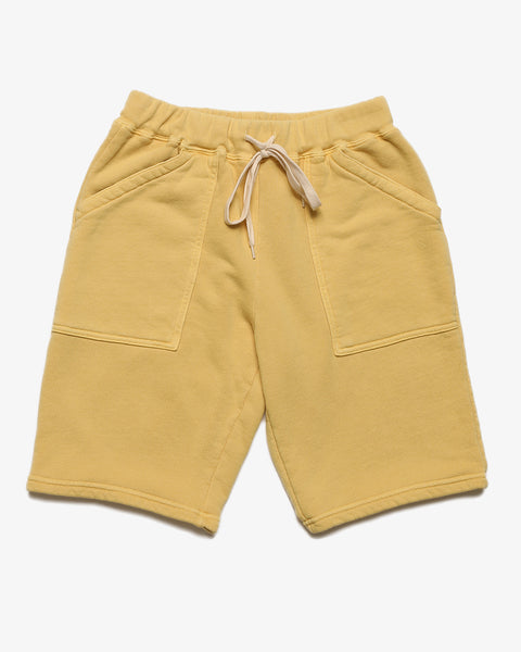 VELVA SHEEN-PIGMENT-DYED ARMY GYM SWEAT SHORTS LIGHT GOLD-Supply & Advise